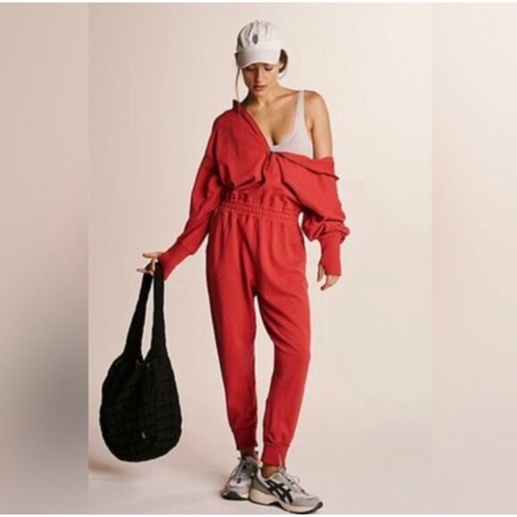 NWT Free People Movement Training Day Jumpsuit Heather Red Size Small - Picture 1 of 7